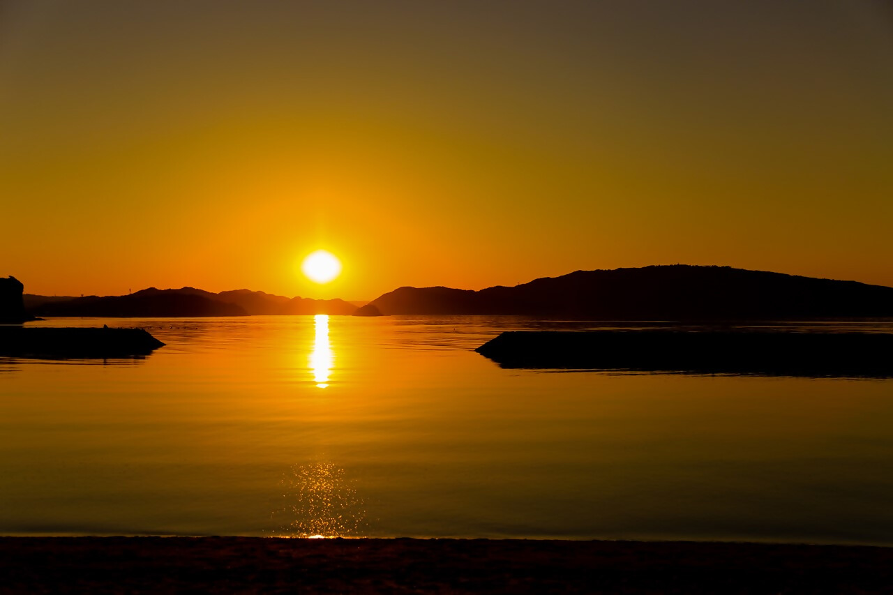 山田海岸の夕焼けの画像